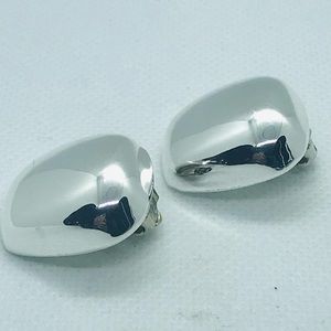 Sterling Silver Puff Cushion Shape Clip On Earrings